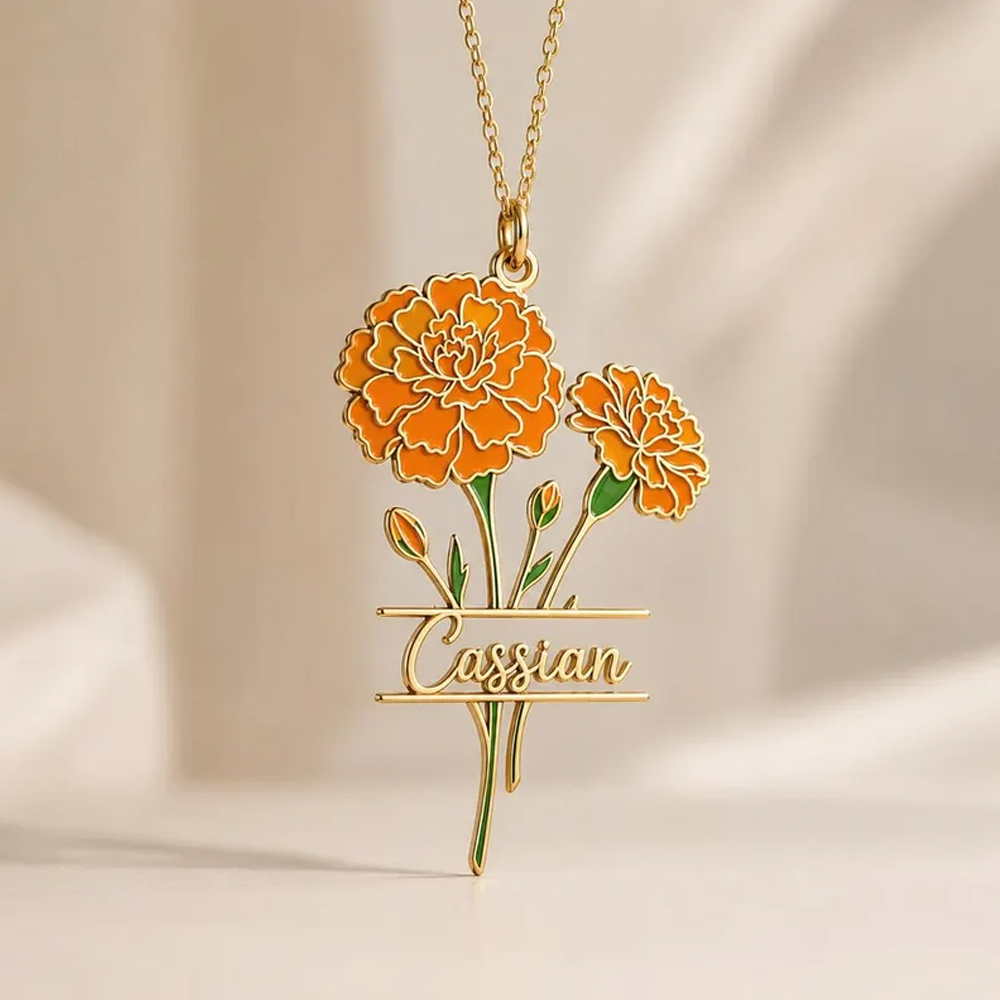 Custom Name Birth Flower Neckl - Birth Flower Necklace review and price